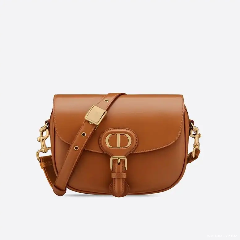 Box Calfskin Bag Dior Bobby Medium Brown 0615 Luxury